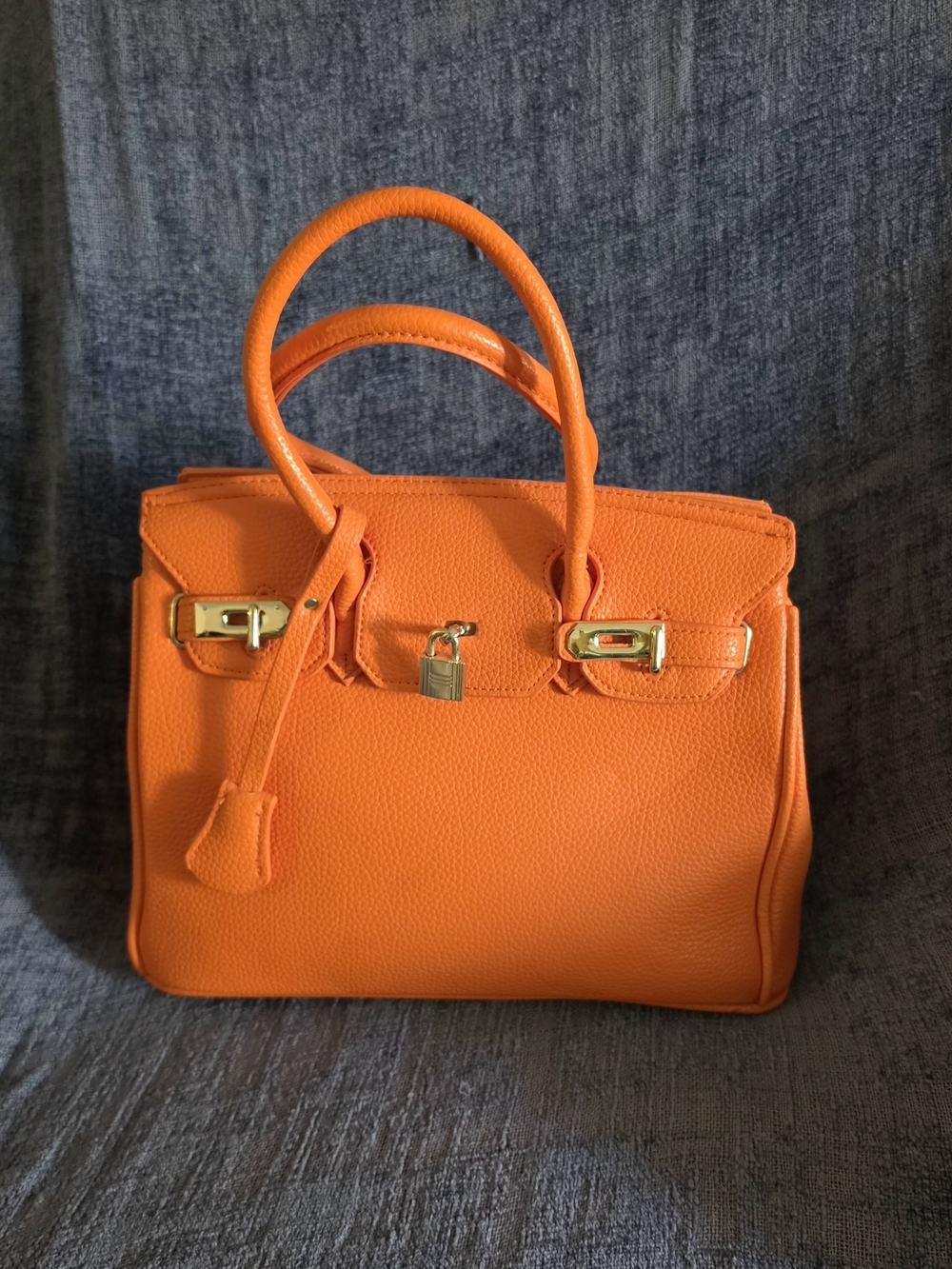 Orange Structured Top-Handle Women's Bag